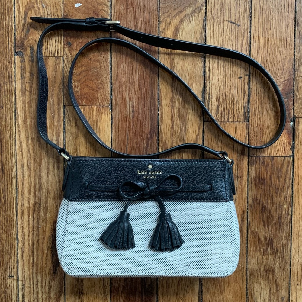 kate spade | black/cream straw purse - Picture 2 of 9